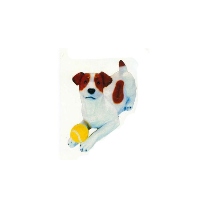 Jack Russell Terrier liegend mit Tennisball lebensgroß Dekorationsfigur