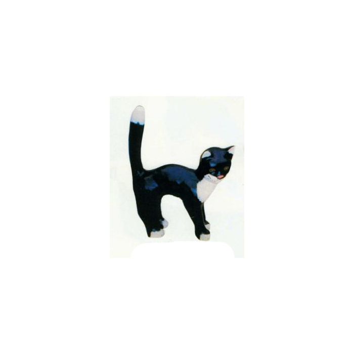 Katze mit Buckel schwarz weiß lebensgroß Dekorationsfigur