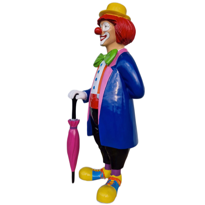 Clown mit Schirm verkleinert Deko- & Werbefigur