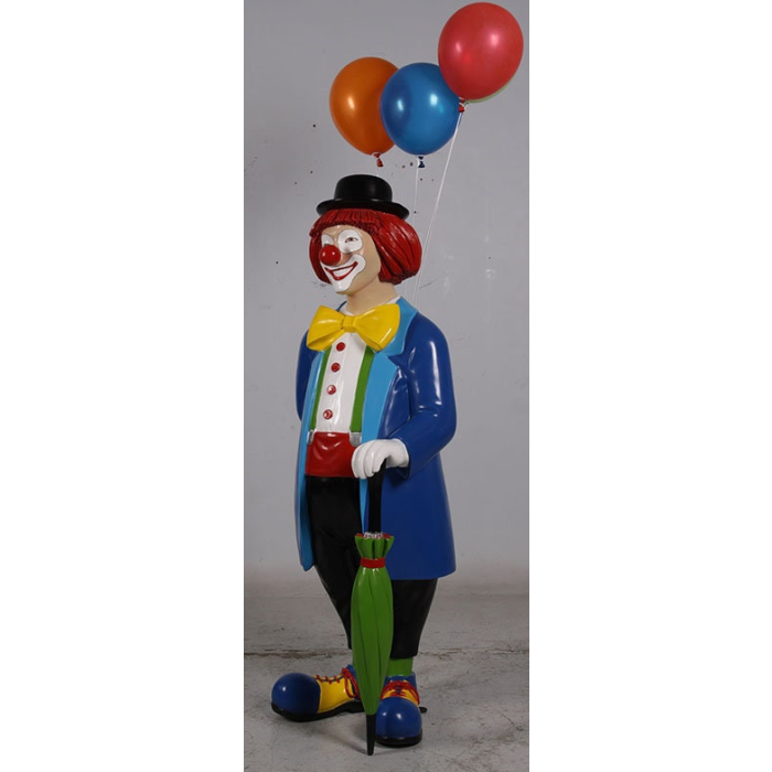 Clown mit Schirm verkleinert Deko- & Werbefigur