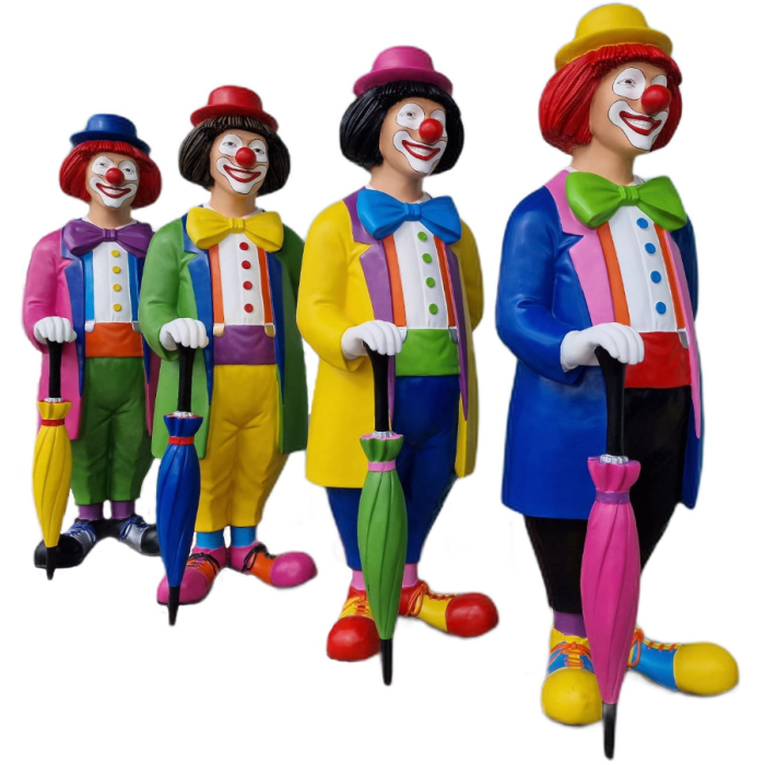 Clown mit Schirm verkleinert Deko- & Werbefigur
