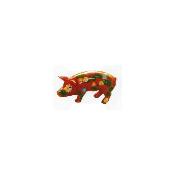 bemaltes Schwein mit Blumen verkleinert Dekorationsfigur