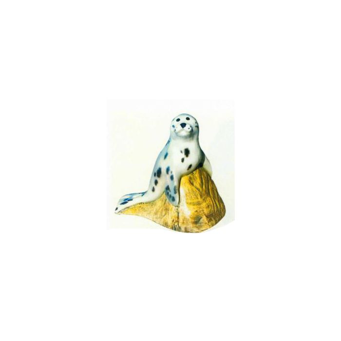 Robbe auf Stein klein lebensgroß Dekorationsfigur
