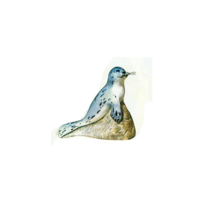 Robbe auf Stein mittel lebensgroß Dekorationsfigur