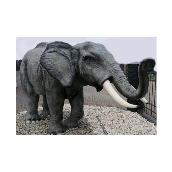 lebensgroßer Elefant mit Rüssel oben lebensgroß Deko- & Werbefigur