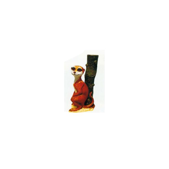 Erdmännchen am Baumstamm lebensgroß Dekorationsfigur