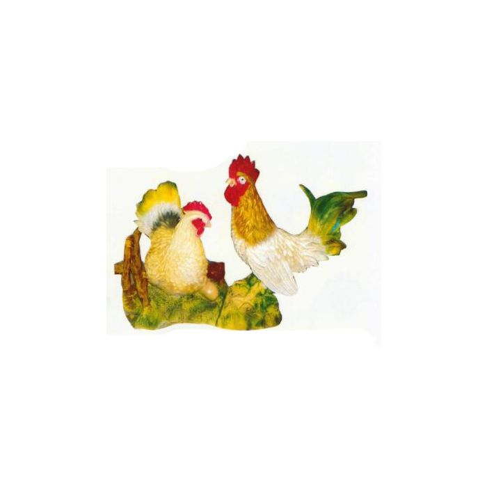 SET Huhn mit Hahn auf Wiese lebensgroß Dekorationsfigur