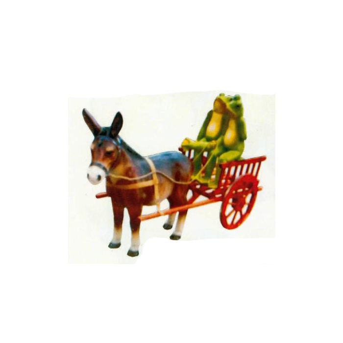 Esel mit Froschpaar auf Kutsche verkleinert Dekorationsfigur