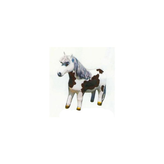 braun weißes Pony mit Echthaar verkleinert Dekorationsfigur
