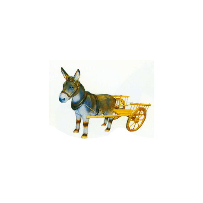 Esel mit Wagen lebensgroß Dekorationsfigur