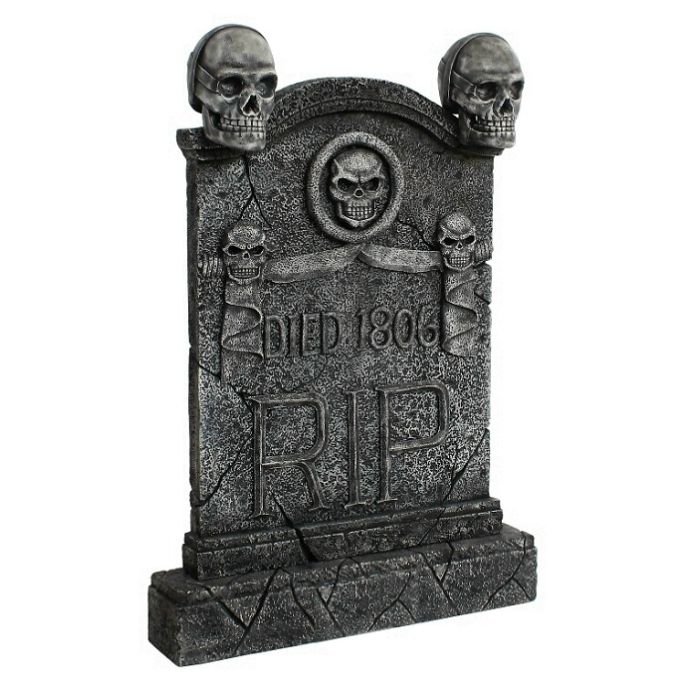 Totenkopf Grabstein mit Totenköpfen RIP lebensgroß Dekorationsfigur
