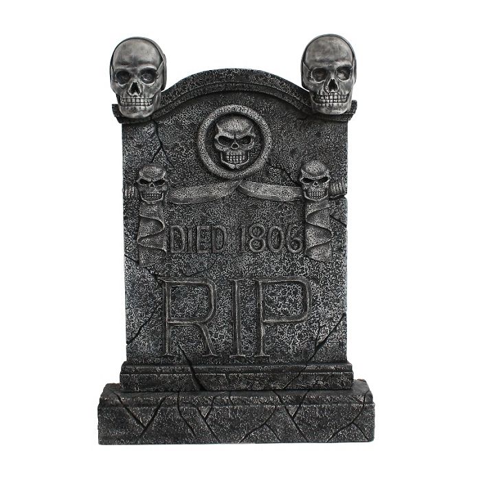 Totenkopf Grabstein mit Totenköpfen RIP lebensgroß Dekorationsfigur