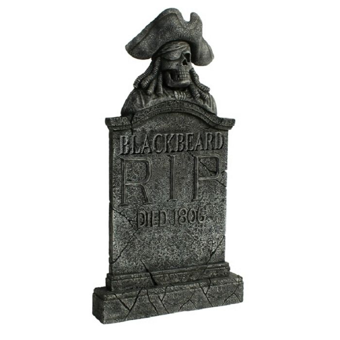Piratenskelett Grabstein Blackbeard lebensgroß Dekorationsfigur
