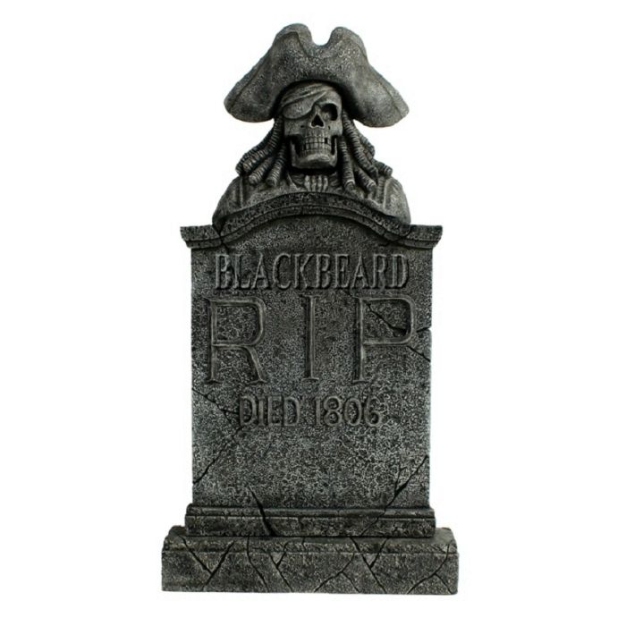 Piratenskelett Grabstein Blackbeard lebensgroß Dekorationsfigur