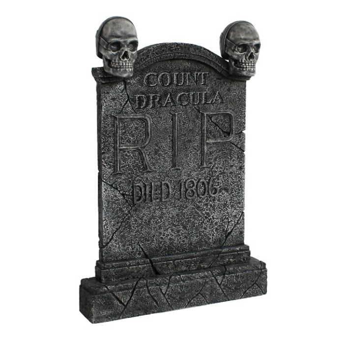 Totenkopf Grabstein Graf Dracula (Variante 2) lebensgroß Dekorationsfigur