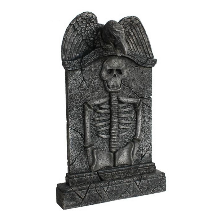 Geier Grabstein mit Skelett lebensgroß Dekorationsfigur