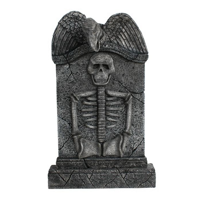 Geier Grabstein mit Skelett lebensgroß Dekorationsfigur