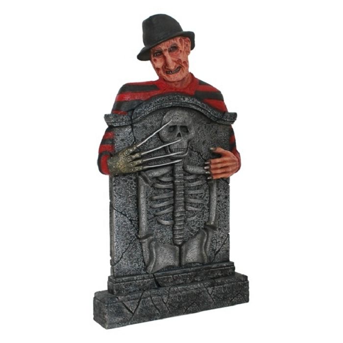 Freddy Krüger Grabstein mit Skelett lebensgroß Dekorationsfigur