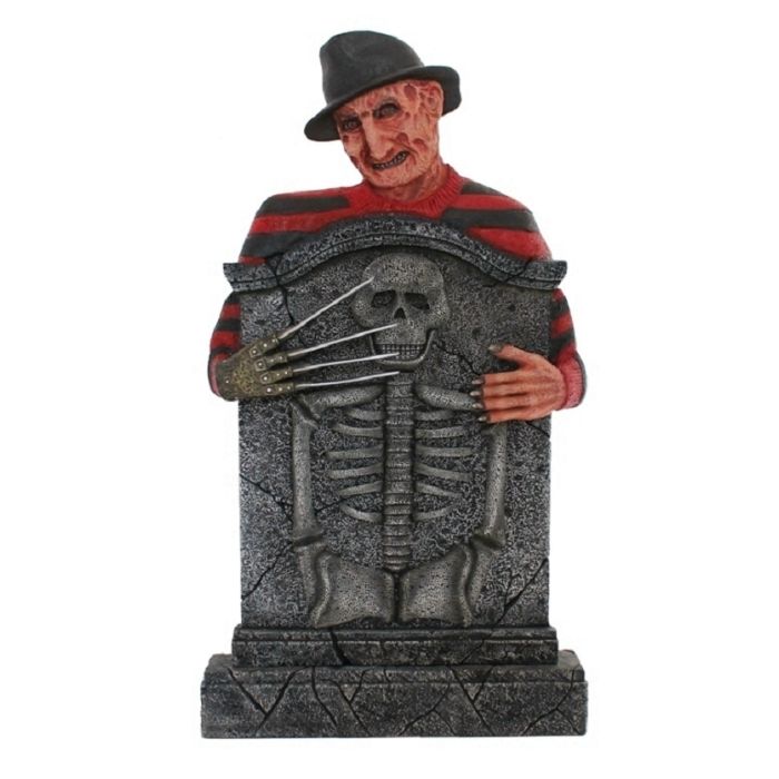 Freddy Krüger Grabstein mit Skelett lebensgroß Dekorationsfigur