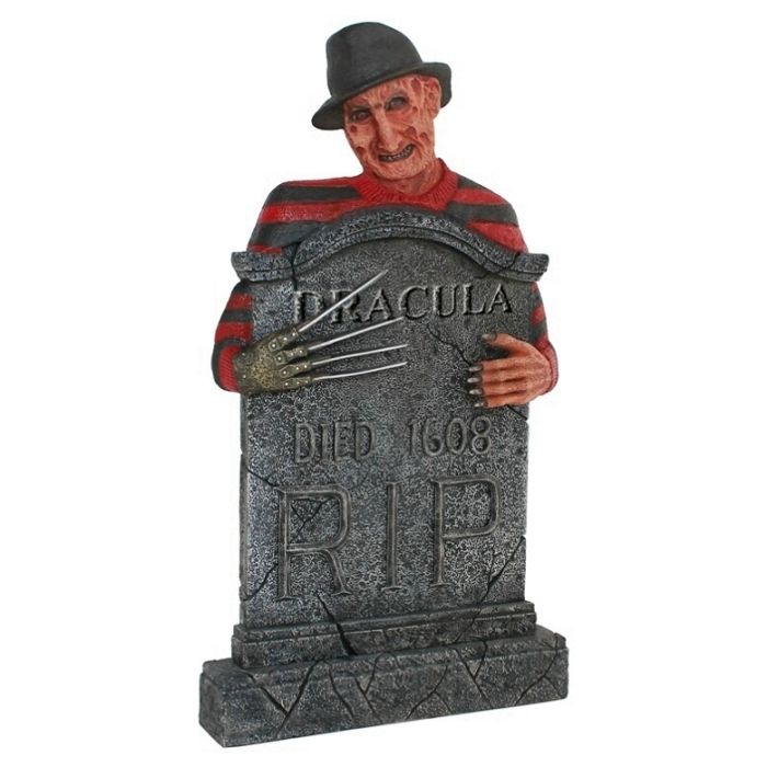 Freddy Krüger Grabstein mit Dracula lebensgroß Dekorationsfigur