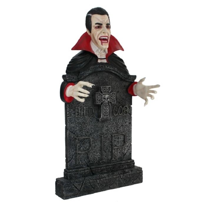Dracula Grabstein mit Kreuz lebensgroß Dekorationsfigur
