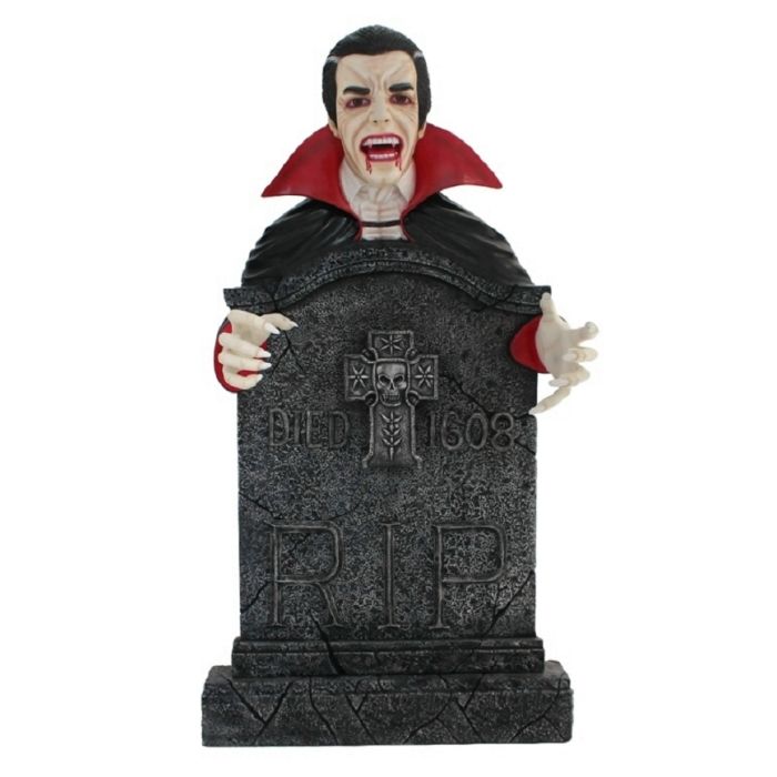 Dracula Grabstein mit Kreuz lebensgroß Dekorationsfigur