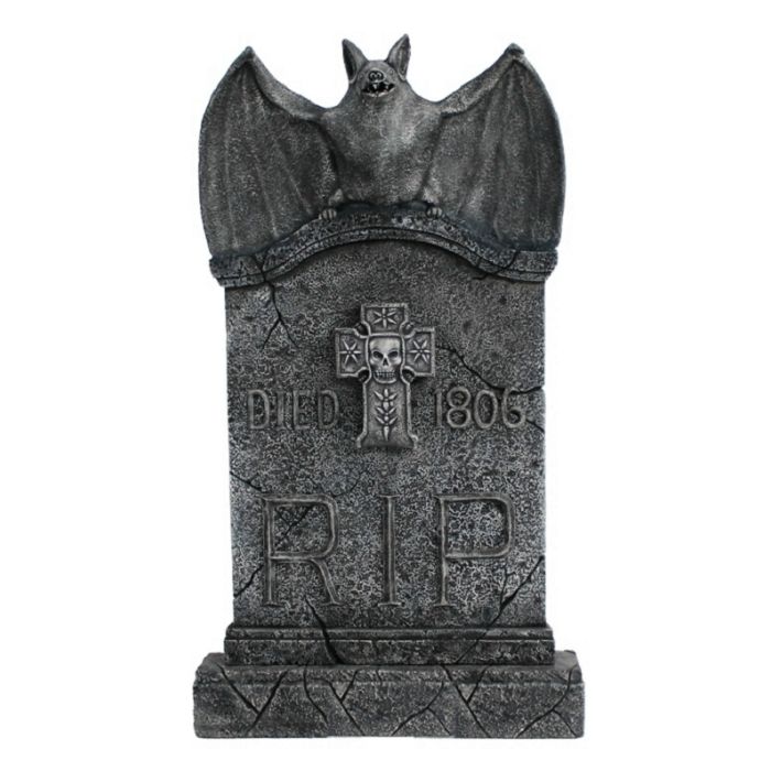 Fledermaus Grabstein mit Kreuz lebensgroß Dekorationsfigur