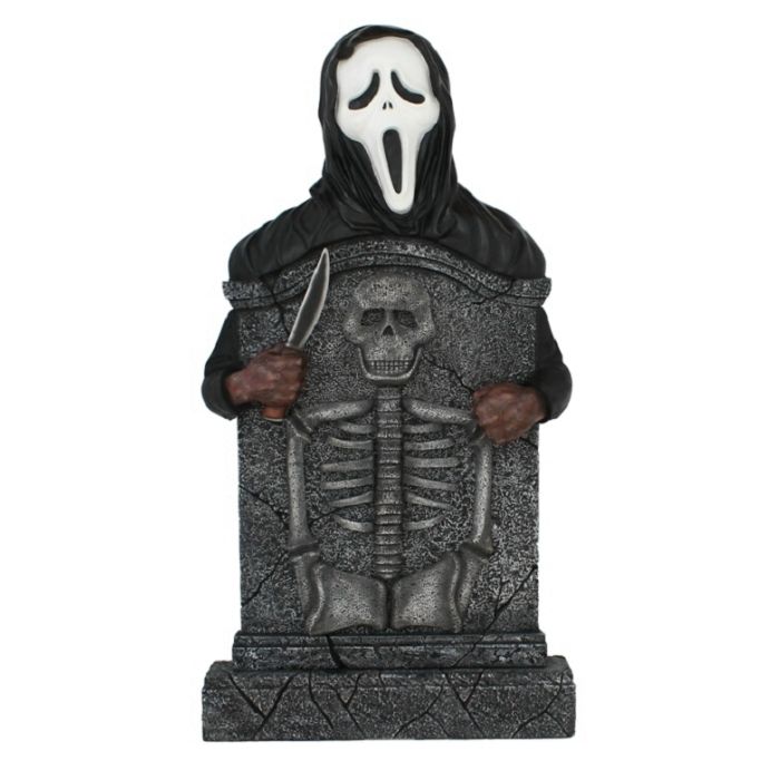 Scream Grabstein mit Skelett lebensgroß Dekorationsfigur