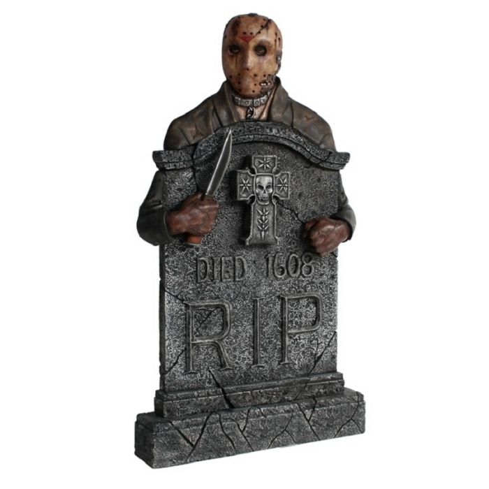 Jason Voorhees Grabstein mit Kreuz lebensgroß Dekorationsfigur
