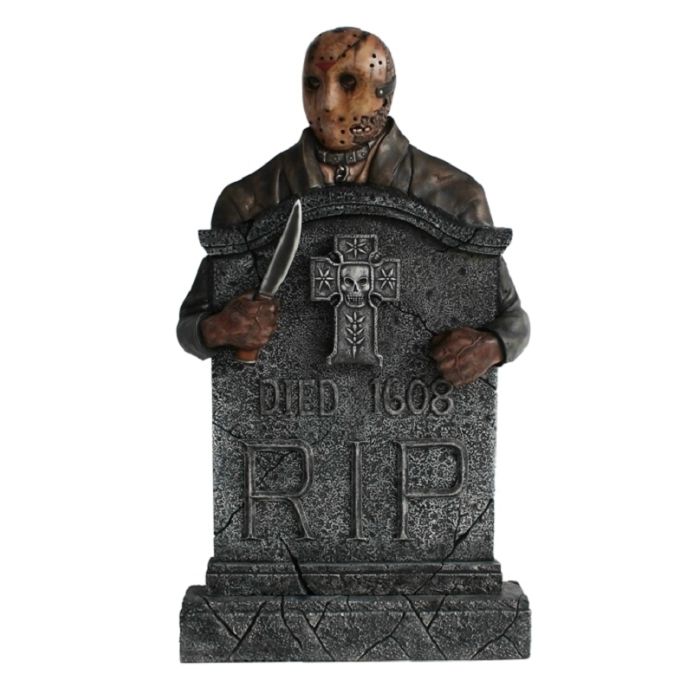 Jason Voorhees Grabstein mit Kreuz lebensgroß Dekorationsfigur