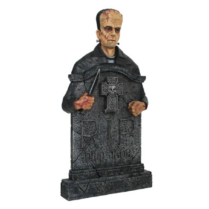 Monster Frankenstein Grabstein mit Kreuz lebensgroß Dekorationsfigur