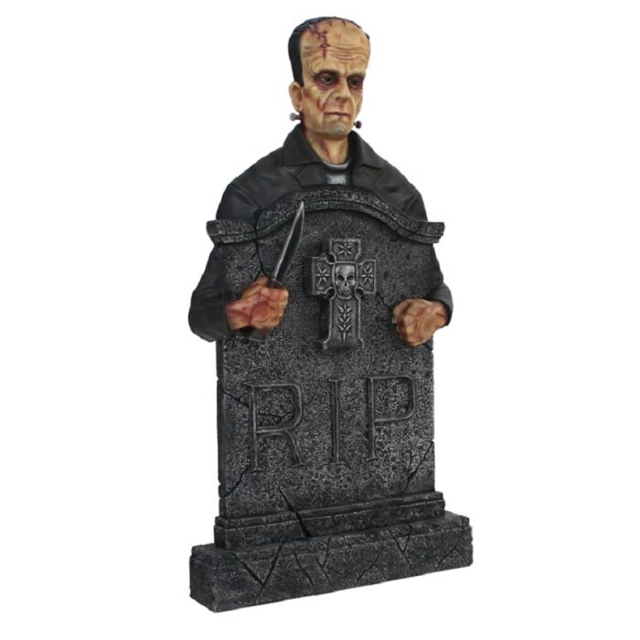 Monster Frankenstein Grabstein mit Kreuz (Variante 2) lebensgroß Dekorationsfigur