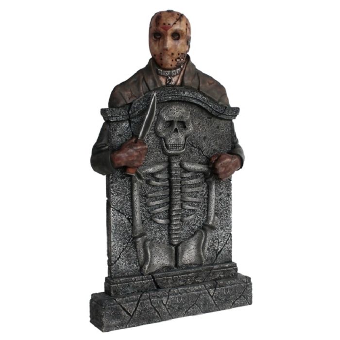 Jason Voorhees Grabstein mit Skelett lebensgroß Dekorationsfigur