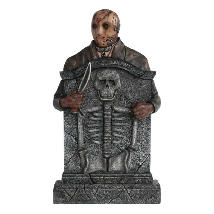 Jason Voorhees Grabstein mit Skelett lebensgroß Dekorationsfigur