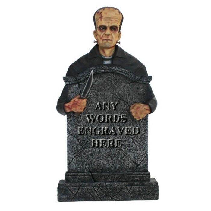 Monster Frankenstein Grabstein mit Wunschbeschriftung lebensgroß Dekorationsfigur