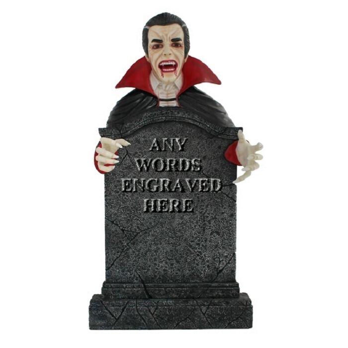 Dracula Grabstein mit Wunschbeschriftung lebensgroß Dekorationsfigur