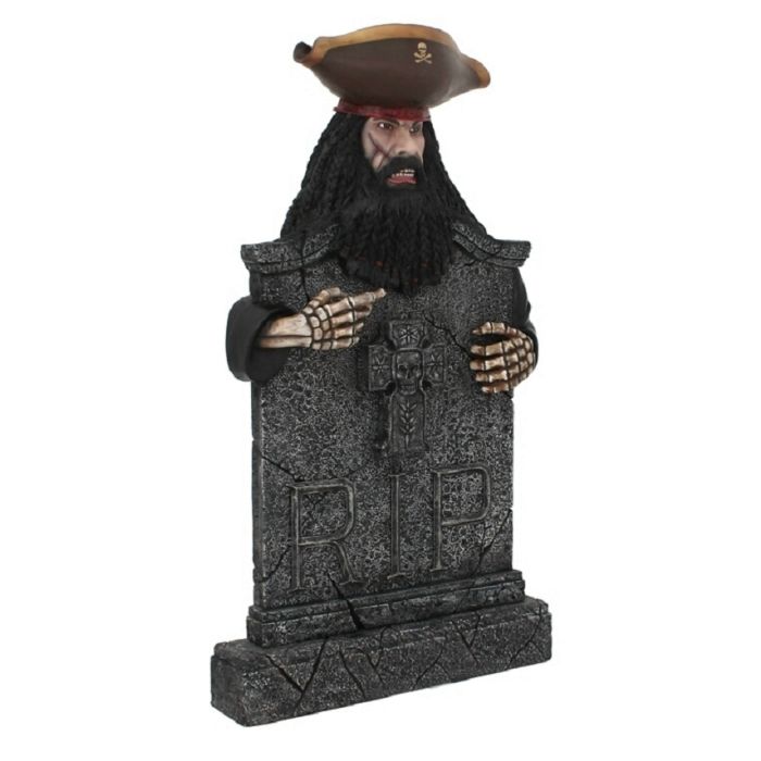 Pirat Blackbeard Grabstein mit Kreuz lebensgroß Dekorationsfigur