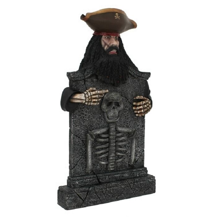 Pirat Blackbeard Grabstein mit Skelett lebensgroß Dekorationsfigur