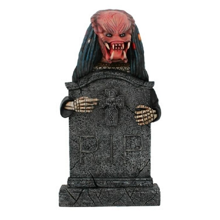 Alien Predator Grabstein mit Kreuz lebensgroß Dekorationsfigur