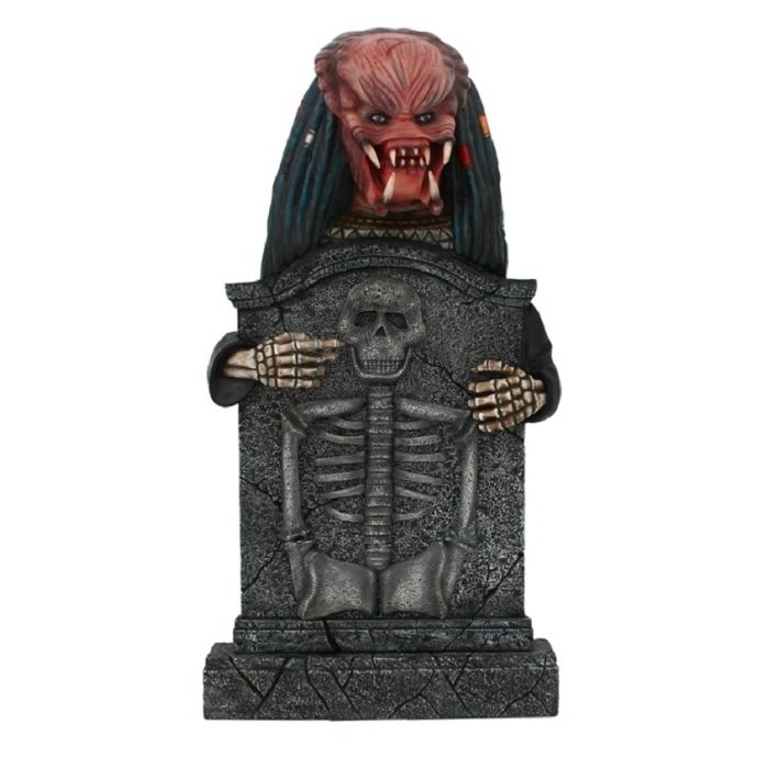 Alien Predator Grabstein mit Skelett lebensgroß Dekorationsfigur