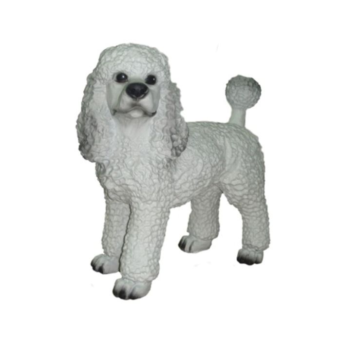 Hund, weißer Pudel lebensgroß Dekorationsfigur