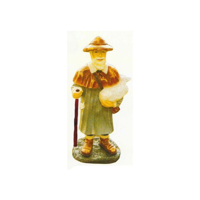 mittlerer Schäfer mit Stock und Schaf verkleinert Dekorationsfigur