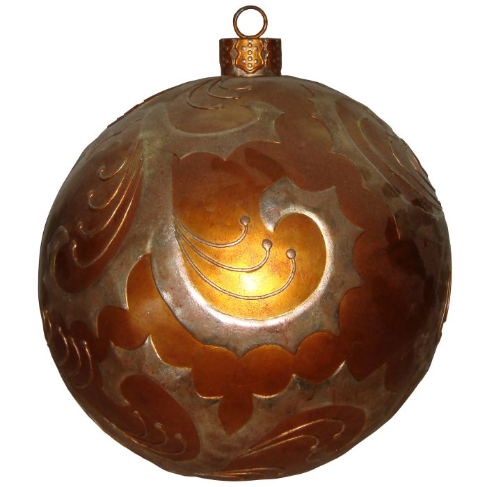 Weihnachtskugel mit  Reliefmuster metallicbraun vergrößert Dekorationsfigur