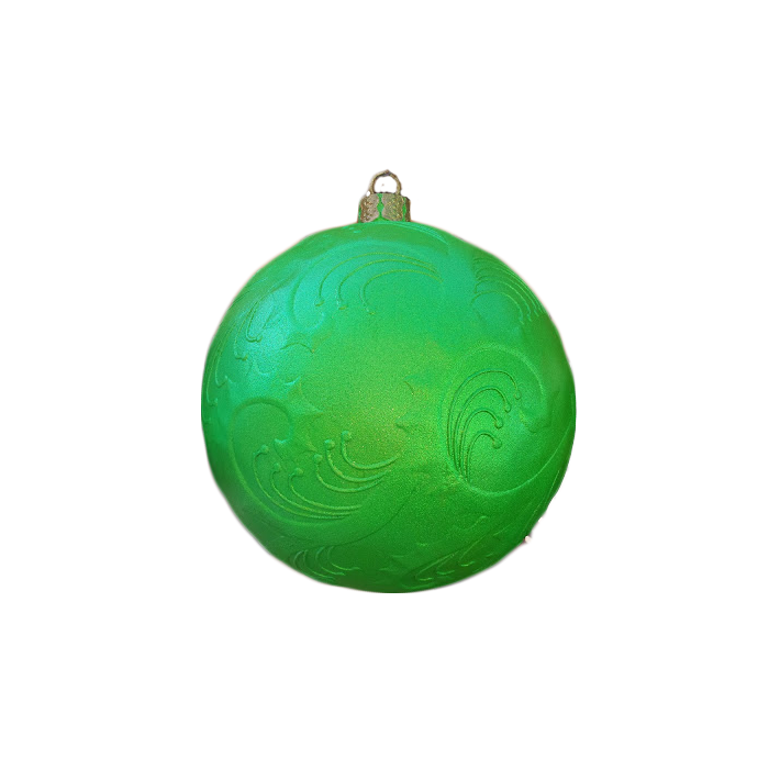 Weihnachtskugel mit  Reliefmuster metallicgrün vergrößert Dekorationsfigur