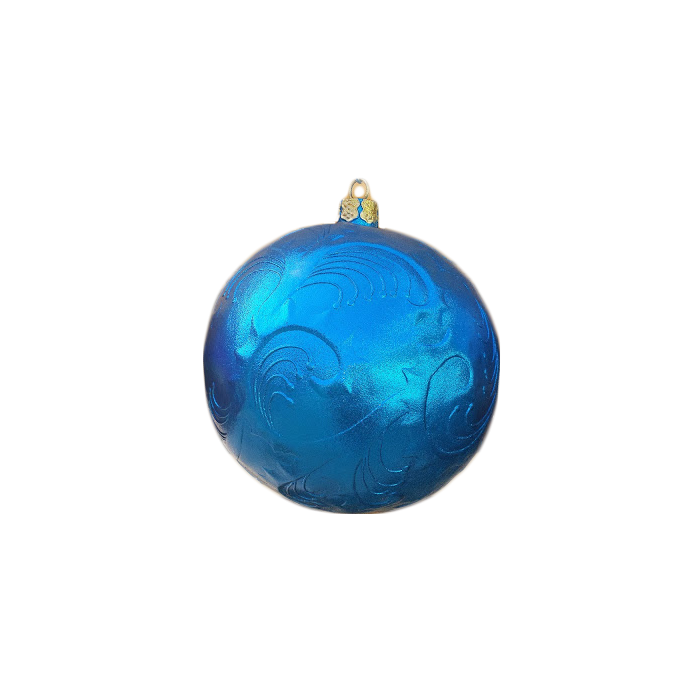 Weihnachtskugel mit  Reliefmuster metallicblau vergrößert Dekorationsfigur