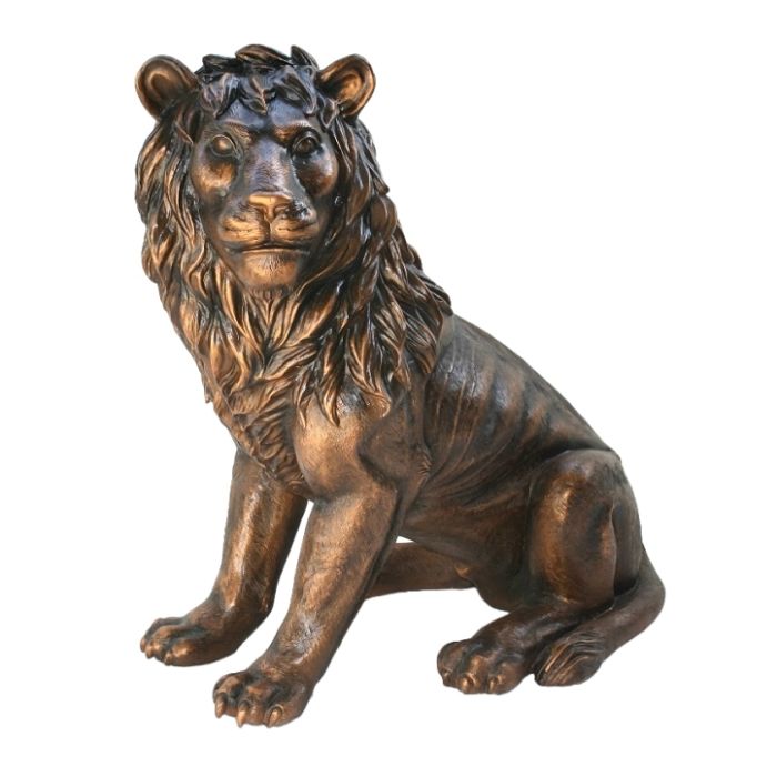 Löwe sitzend Blick links Bronze lebensgroß Deko- & Werbefigur