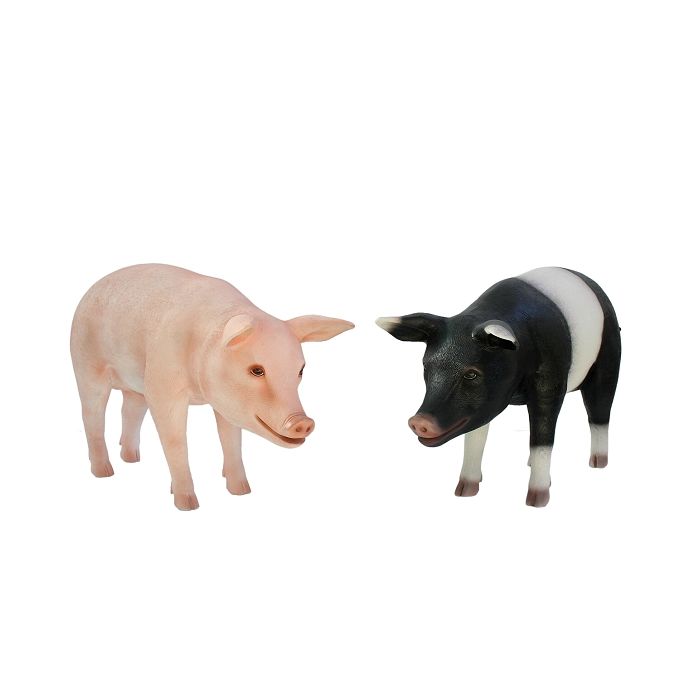 Schweine rosa und schwarzweiß stehend  lebensgroß Deko- & Werbefigur