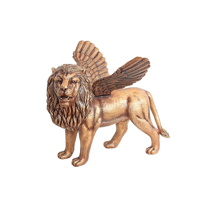 Goldener Löwe mit Flügeln lebensgroß Deko- & Werbefigur