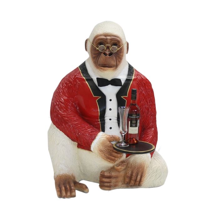 Weißer Gorilla Butler lebensgroß Deko- & Werbefigur