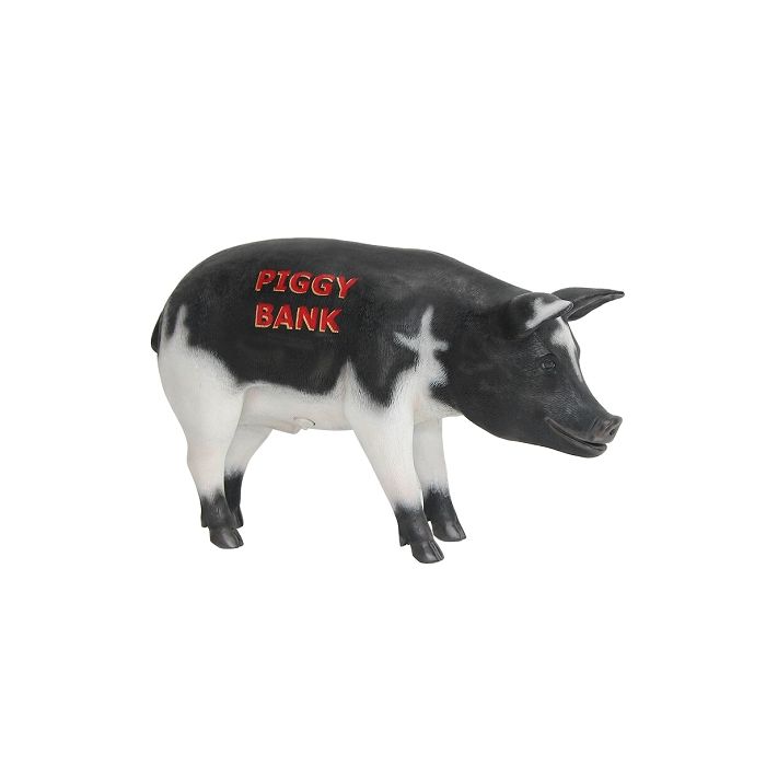Schwarzweißes Sparschwein groß lebensgroß Dekorationsfigur